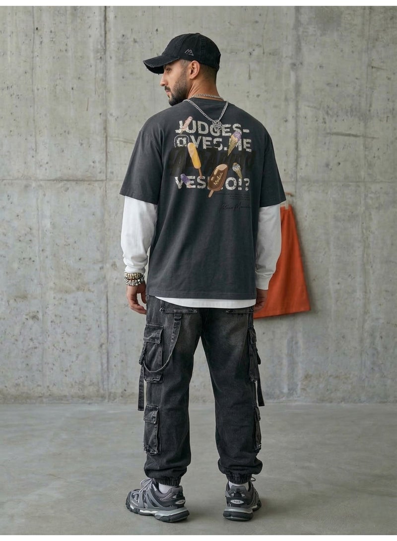 Hikes Mens Oversized T Shirt Premium Heavyweight Cotton Streetwear Fit - Image 4