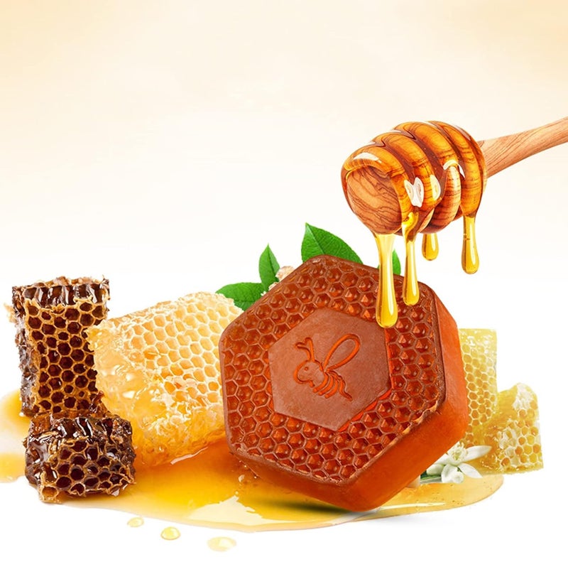 T-shin T-shin Honey Botanical Soap Bar,100G Handmade Propolis Natural Ingredients Scented Bath Soap for Men& Women,Face Body Moisturizing Artisanal Soap with Blistering Net 