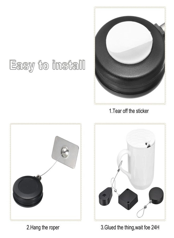 ميكسينيتي قفل كابل أمان قابل للسحب من ميكانكسيتي، قفل مربع بجهاز تحكم عن بعد، حبل مضاد للضياع بجهاز تحكم عن بعد مع لاصق مزدوج الجوانب للتلفزيون، وأقراص DVD، وقفل كابل الأجهزة، مجموعتان باللون الأسود بطول 35.43 بوصة - Image 5