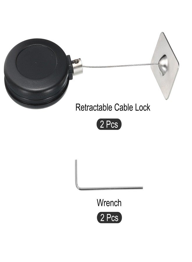 ميكسينيتي قفل كابل أمان قابل للسحب من ميكانكسيتي، قفل مربع بجهاز تحكم عن بعد، حبل مضاد للضياع بجهاز تحكم عن بعد مع لاصق مزدوج الجوانب للتلفزيون، وأقراص DVD، وقفل كابل الأجهزة، مجموعتان باللون الأسود بطول 35.43 بوصة - Image 3