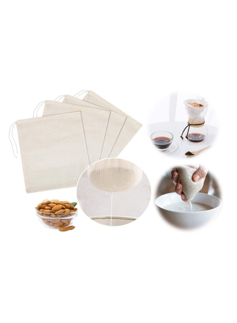 كاست ويف 4 قطع من أكياس حليب الجوز مقاس 25 × 30 سم من القماش القطني غير المبيض، خيوط الطبخ، مصفاة قابلة للغسل وإعادة الاستخدام لتصفية الطعام لصنع الجبن  - Image 1