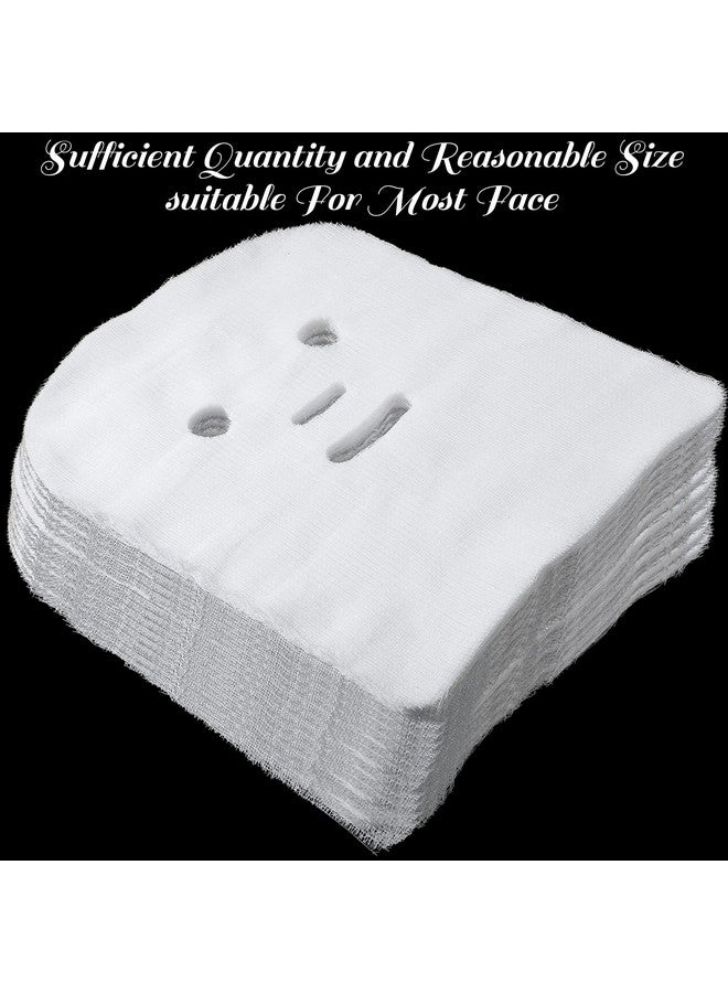 Leelosp Leelosp 100 Pieces Gauze Mask Large Precut Gauze Face Masks Soft Gauze Face Pads White Net Face Gauze Mask Natural Spa Gauze Facial Mask Facial Skin Paper Sheet Gauze for Home Beauty Salon DIY  - Image 4