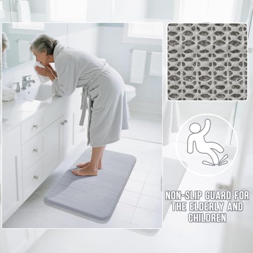Home-Cloud HomeCloud Memory Foam Bath Mat| Non Slip Super Water Absorption Soft Bathroom Rugs, Thick, Dry Fast, Machine Washable for Bathroom Floor Mat (60 * 40cm) (Light_Grey, 40x60cm) - Image 4