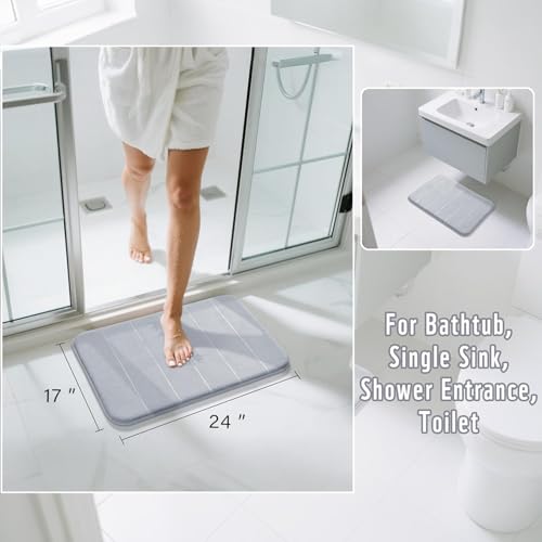 Home-Cloud HomeCloud Memory Foam Bath Mat| Non Slip Super Water Absorption Soft Bathroom Rugs, Thick, Dry Fast, Machine Washable for Bathroom Floor Mat (60 * 40cm) (Light_Grey, 40x60cm) - Image 2