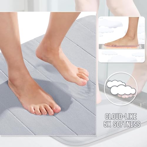 Home-Cloud HomeCloud Memory Foam Bath Mat| Non Slip Super Water Absorption Soft Bathroom Rugs, Thick, Dry Fast, Machine Washable for Bathroom Floor Mat (60 * 40cm) (Light_Grey, 40x60cm) - Image 3