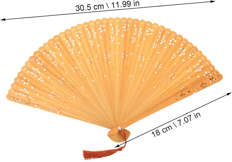 Homoyoyo Bamboo Folding Hand Fan Tassel Chinese Style Handheld Decorative Fan for Dance Weddings and Festivals Elegant Vintage Design and Functional - Image 2