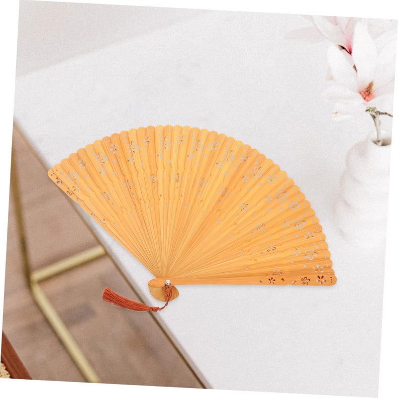Homoyoyo Bamboo Folding Hand Fan Tassel Chinese Style Handheld Decorative Fan for Dance Weddings and Festivals Elegant Vintage Design and Functional - Image 3