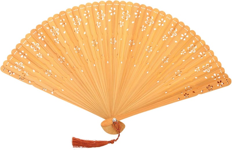 Homoyoyo Bamboo Folding Hand Fan Tassel Chinese Style Handheld Decorative Fan for Dance Weddings and Festivals Elegant Vintage Design and Functional - Image 1