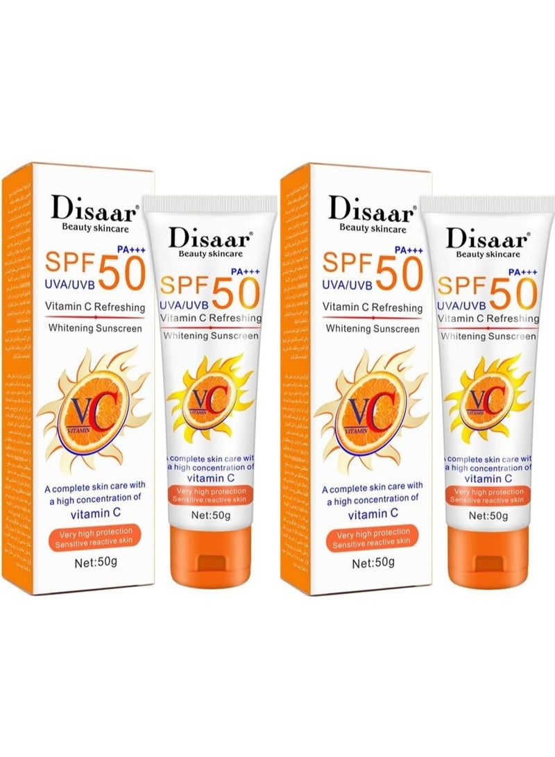 Disaar Vitamin C Refreshing SPF 50 PA+++Sunscreen 50grams Pack of 2 - Image 1