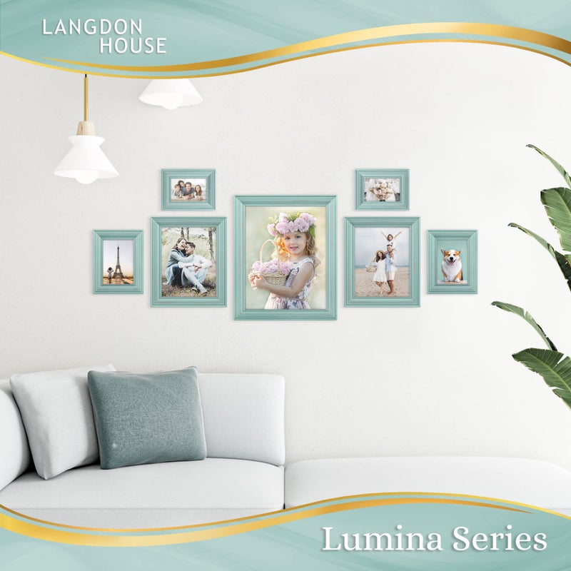Langdon House إطارات صور حقيقية من الخشب 5x7 من لانغدون هاوس (عبوة 2، لون أزرق بيضوي - لمسات ذهبية) - Image 5