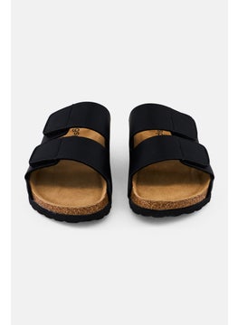Algspar Men Brand Logo Slip On Sandals, Black  - Image 2