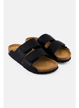 Algspar Men Brand Logo Slip On Sandals, Black  - Image 1