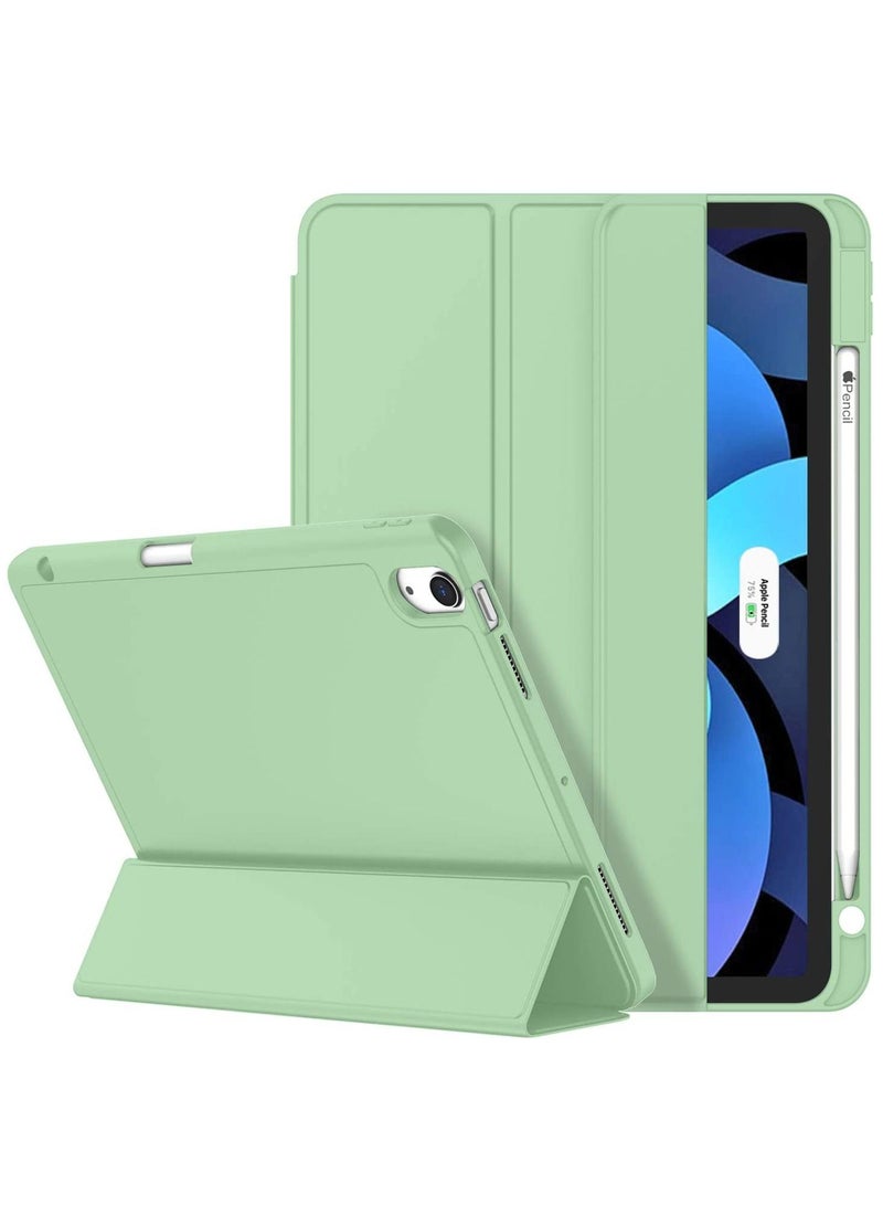 حافظة iPad Air الجيل الخامس الجديدة 2022 حافظة iPad Air الجيل الرابع 2020 مقاس 10.9 بوصة مع حامل قلم رصاص يدعم معرف اللمس وحامل ثلاثي الطي وحافظة ذكية باللون الأخضر النعناعي - Image 1