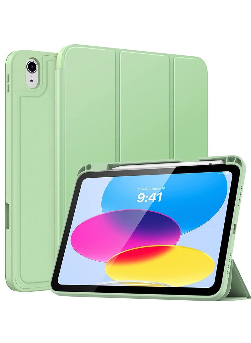 حافظة iPad Air الجيل الخامس الجديدة 2022 حافظة iPad Air الجيل الرابع 2020 مقاس 10.9 بوصة مع حامل قلم رصاص يدعم معرف اللمس وحامل ثلاثي الطي وحافظة ذكية باللون الأخضر النعناعي - Image 4