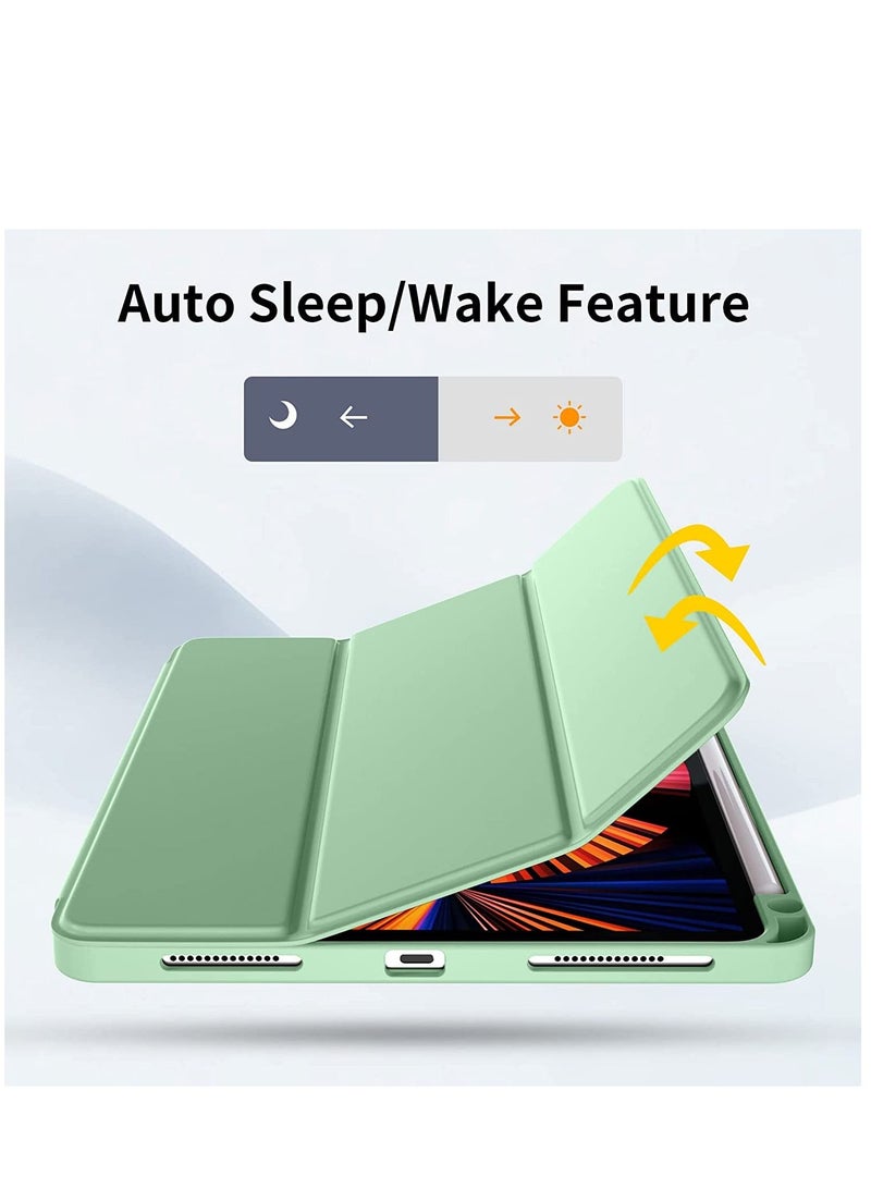 حافظة iPad Air الجيل الخامس الجديدة 2022 حافظة iPad Air الجيل الرابع 2020 مقاس 10.9 بوصة مع حامل قلم رصاص يدعم معرف اللمس وحامل ثلاثي الطي وحافظة ذكية باللون الأخضر النعناعي - Image 2