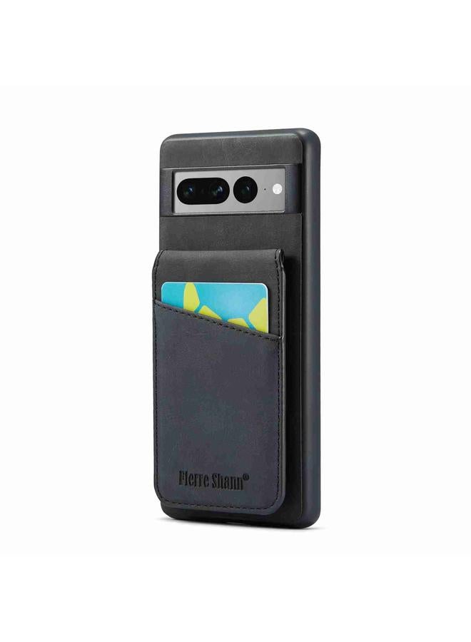 The Bros Case For Google Pixel 7a Fierre Shann Crazy Horse Card Holder Back Cover PU Phone Case