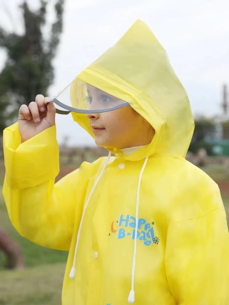 Faial Kids Raincoat Waterproof Bag Protective Children Raincoat Hooded Windbreaker