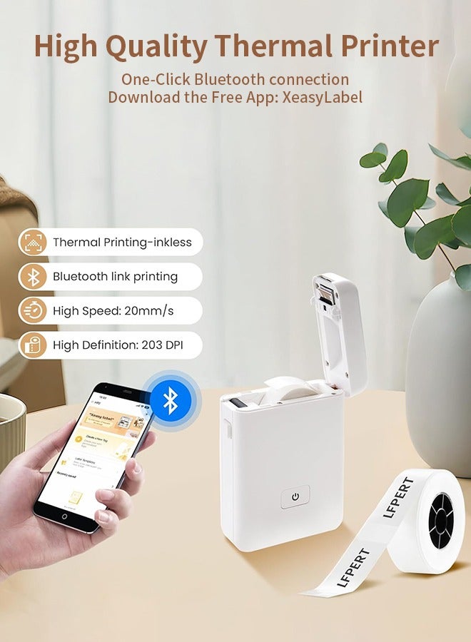 طابعة صغيرة تعمل بالبلوتوث مع ورق ملصقات، طابعة حرارية لاسلكية، طابعة بدون حبر قابلة لإعادة الشحن، مناسبة لطباعة الملصقات والمذكرات والملصقات وملصقات التاريخ - Image 5