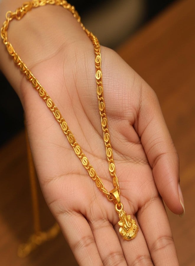 CHARMS Gold Plated Lord Ganesha Locket Pendant with Chain – Divine Ganpati Spiritual Necklace for Men & Women - Image 5