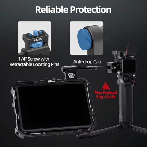 Nitze Gimbal Monitor Mount for DJI RS 4 Mini/RS 4 Pro/RS 4 / RS 3 Mini/RS 3 Pro/RS 3/ RSC 2/ RS 2, with NATO Clamp and 360° Rotatable Field Monitor Mount, 3 kg/6.6 lb Payload - N28-S1 - Image 3