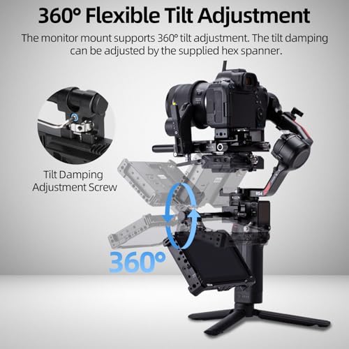Nitze Gimbal Monitor Mount for DJI RS 4 Mini/RS 4 Pro/RS 4 / RS 3 Mini/RS 3 Pro/RS 3/ RSC 2/ RS 2, with NATO Clamp and 360° Rotatable Field Monitor Mount, 3 kg/6.6 lb Payload - N28-S1 - Image 2
