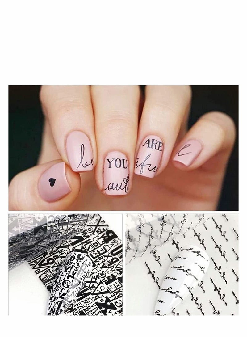 KASTWAVE Letter Graffiti Nail Art Foil Transfer Stickers, Starry Foil Adhesive Decals Letters Colorful Design, Acrylic Manicure Decorations 10Pcs (Glue are not included) - Image 3
