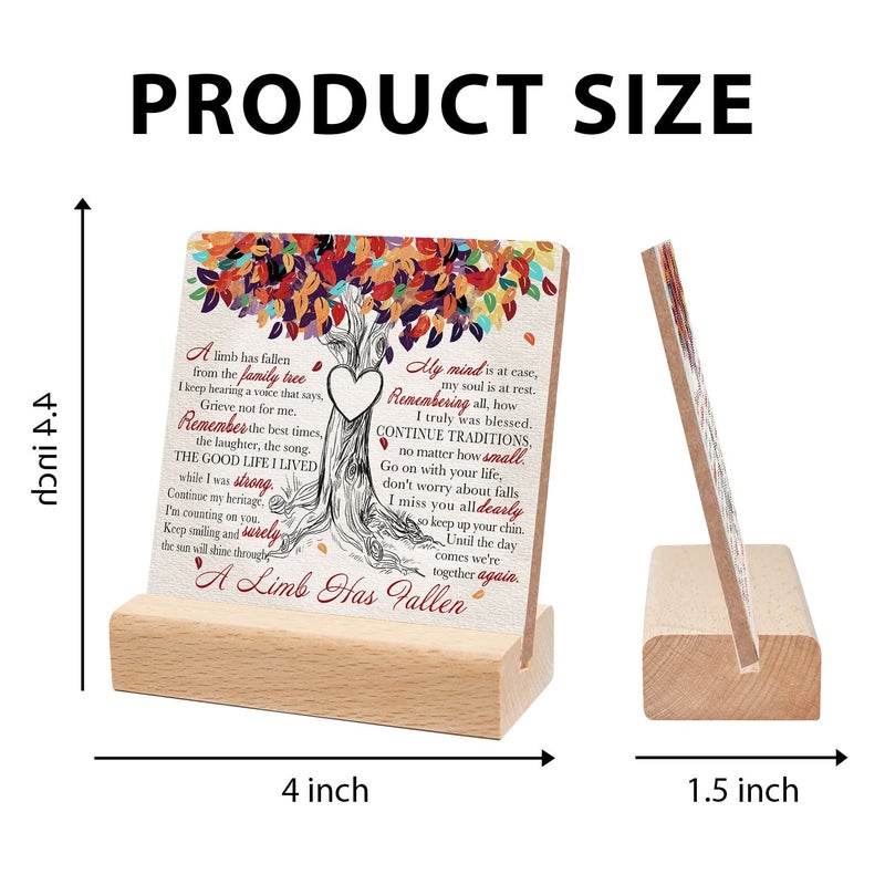 Xendelow A Limb Has Fallen from The Family Tree Sign,Sympathy Memorial Grief Condolences Gifts for Women Friends Classmates Family Coworkers,Bereavement Gift Ideas,Decor for Desk Home Office Colorful Leaves - Image 2