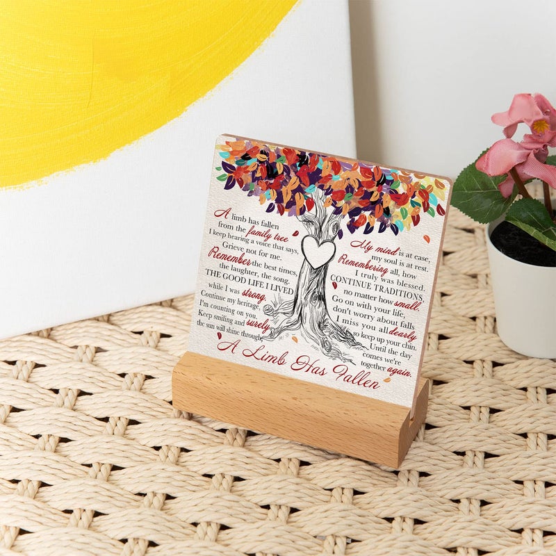 Xendelow A Limb Has Fallen from The Family Tree Sign,Sympathy Memorial Grief Condolences Gifts for Women Friends Classmates Family Coworkers,Bereavement Gift Ideas,Decor for Desk Home Office Colorful Leaves - Image 5