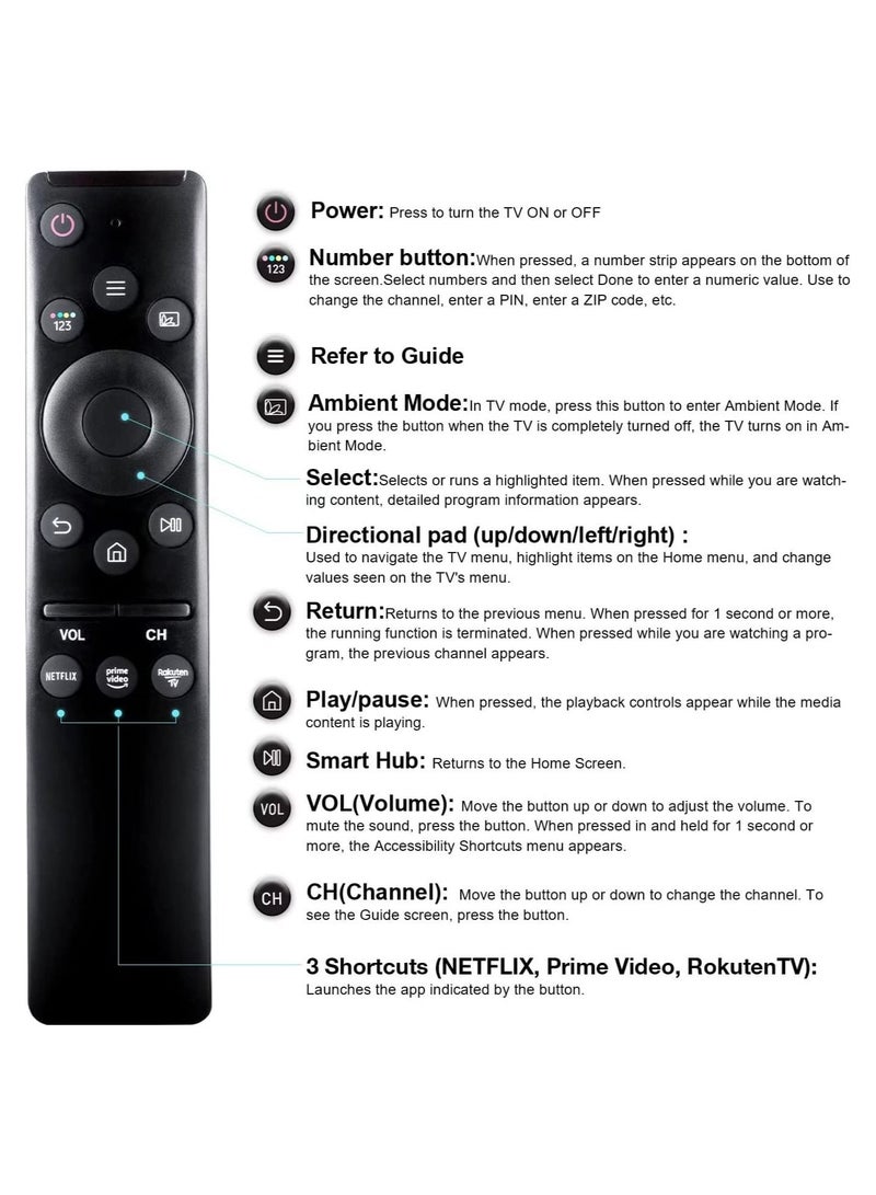 Remote Control for Samsung Smart-TV, Remote-Replacement of HDTV 4K UHD Curved QLED and More TVs, with Netflix Prime-Video Buttons - Image 5