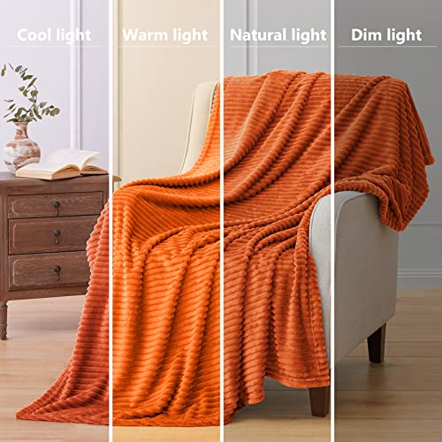 Vessia Flannel Fleece Throw Blanket(50X70 Inch, Orange), Lightweight Warm Cozy Soft Couch and Bed Blanket, Plush Microfiber Sofa Throw for All Season - Image 5