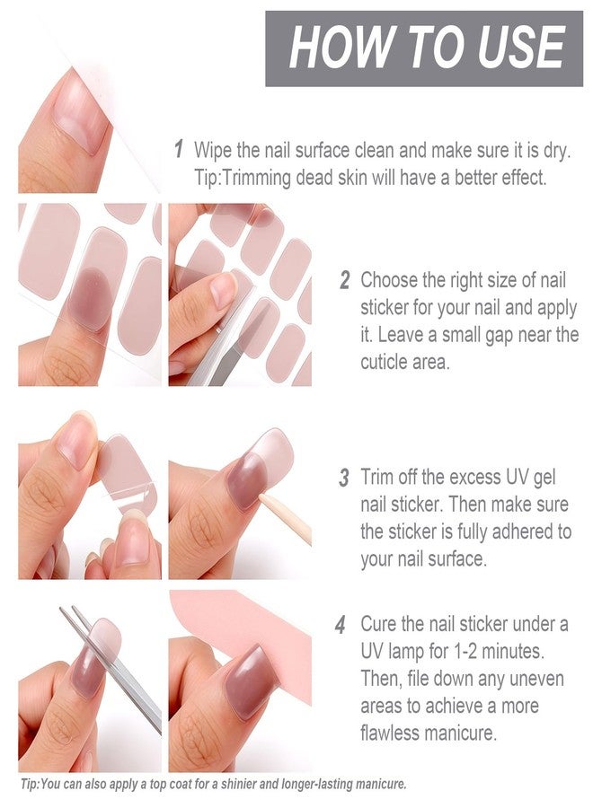 U-Shinein Semi Cured Gel Nail Strips, 20pcs Glitter Purple Cat Eye Gel Nail Sticker Easy Apply & Remove Long Lasting with UV Lamp Home Salon DIY Art for Women - Image 4