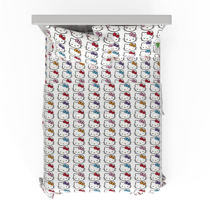 Franco Collectibles Hello Kitty Bows Bedding Super Soft Cozy Microfiber 4 Piece Full Sheet Set  (Officially Licensed Product) - Image 1