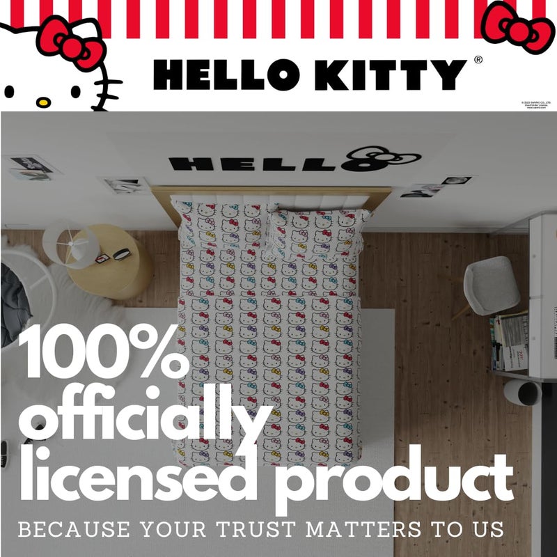 Franco Collectibles Hello Kitty Bows Bedding Super Soft Cozy Microfiber 4 Piece Full Sheet Set  (Officially Licensed Product) - Image 5