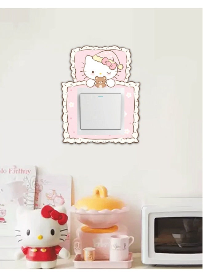 4 Pack Goodnight Cartoon Animal Light Switch Stickers, Thick Felt Cute Bear Hello Kitty Rabbit Puppy Switch Panel Decor, Self-Adhesive Removable Felt Wall Decals, Kawaii Sleepy Character Switch Cover Decor for Kids Bedroom Nursery Home Decor - Image 5