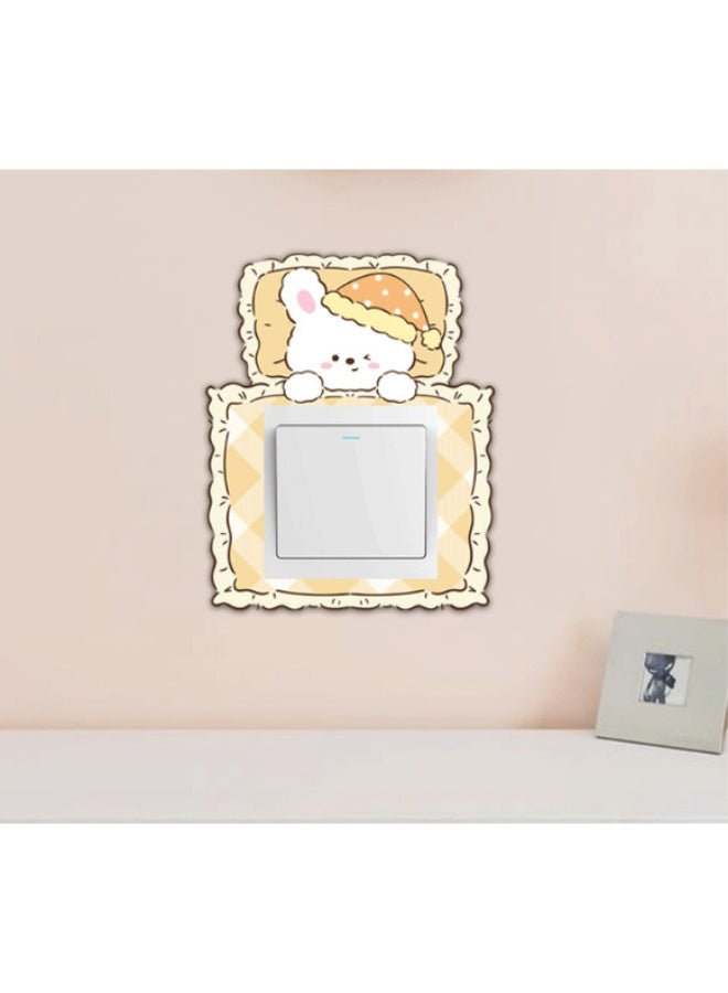 4 Pack Goodnight Cartoon Animal Light Switch Stickers, Thick Felt Cute Bear Hello Kitty Rabbit Puppy Switch Panel Decor, Self-Adhesive Removable Felt Wall Decals, Kawaii Sleepy Character Switch Cover Decor for Kids Bedroom Nursery Home Decor - Image 4