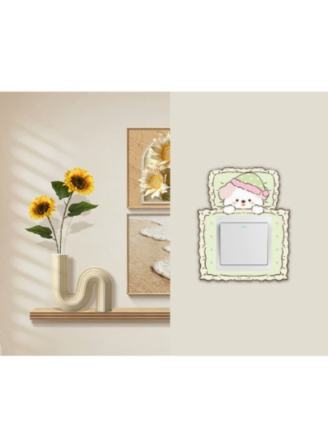 4 Pack Goodnight Cartoon Animal Light Switch Stickers, Thick Felt Cute Bear Hello Kitty Rabbit Puppy Switch Panel Decor, Self-Adhesive Removable Felt Wall Decals, Kawaii Sleepy Character Switch Cover Decor for Kids Bedroom Nursery Home Decor - Image 2