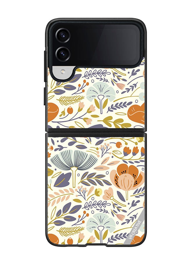 VR CREATIVE Protective Case Cover For Samsung Galaxy Z Flip4 Orangiea Design Multicolour - Image 1