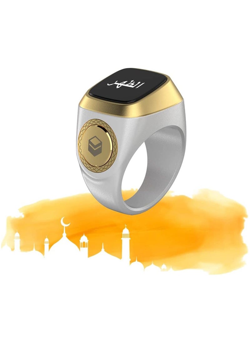 iQIBLA Smart Tasbih Zikr Ring Muslim Prayer Prayer timing reminder OLED display Tasbih Counter Smart Ring Wearable Technology Waterproof White 22mm E0122WH  - Image 3