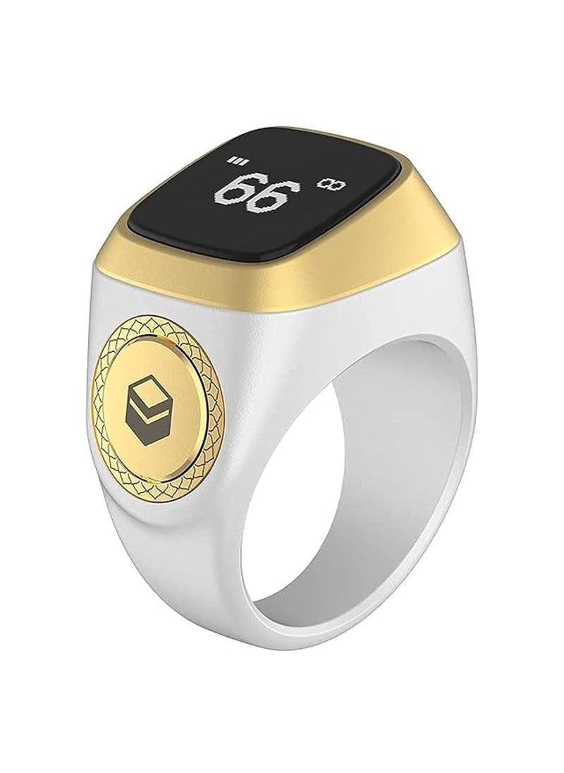 iQIBLA Smart Tasbih Zikr Ring Muslim Prayer Prayer timing reminder OLED display Tasbih Counter Smart Ring Wearable Technology Waterproof White 22mm E0122WH  - Image 1