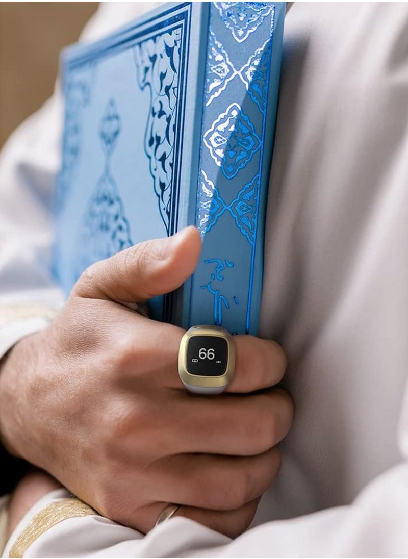 iQIBLA Smart Tasbih Zikr Ring Muslim Prayer Prayer timing reminder OLED display Tasbih Counter Smart Ring Wearable Technology Waterproof White 22mm E0122WH  - Image 5