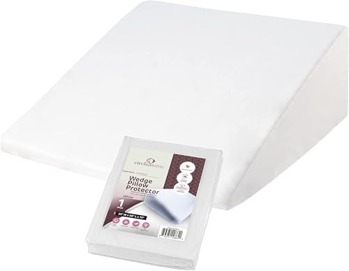 CirclesHome Wedge Pillow Cover 100% Cotton, Zippered Wedge Pillow Case Protector, Soft, Hypoallergenic & Breathable - 25x26x10” - Image 1