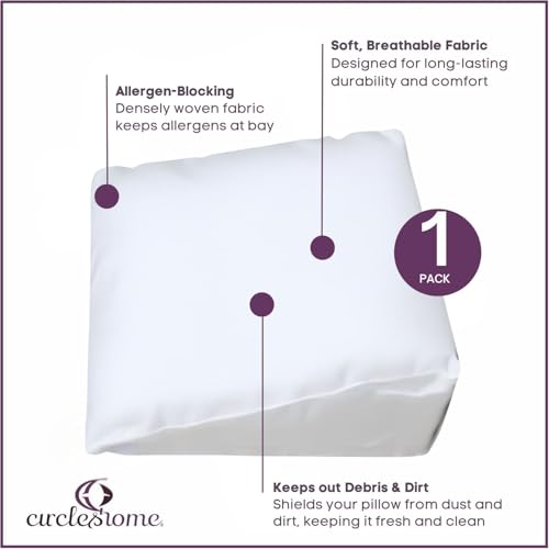 CirclesHome Wedge Pillow Cover 100% Cotton, Zippered Wedge Pillow Case Protector, Soft, Hypoallergenic & Breathable - 25x26x10” - Image 3