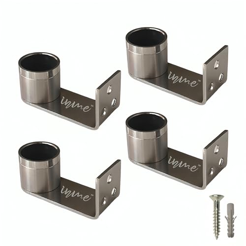 Inme Heavy Duty Stainless Steel Curtain Rod Holder, Wall to Ceiling Mount Bracket - 3 Inch (Silver) With Screws and Wall Plugs Included (Pack of 4) - Image 1