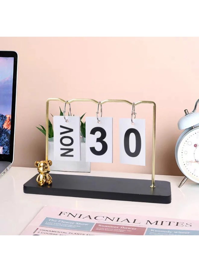 Generic Perpetual Daily Flip Calendar – Reusable Wooden Desk Calendar for Office & Home, Minimalist Desktop Decor, Photography Prop & Organizer  - Image 1