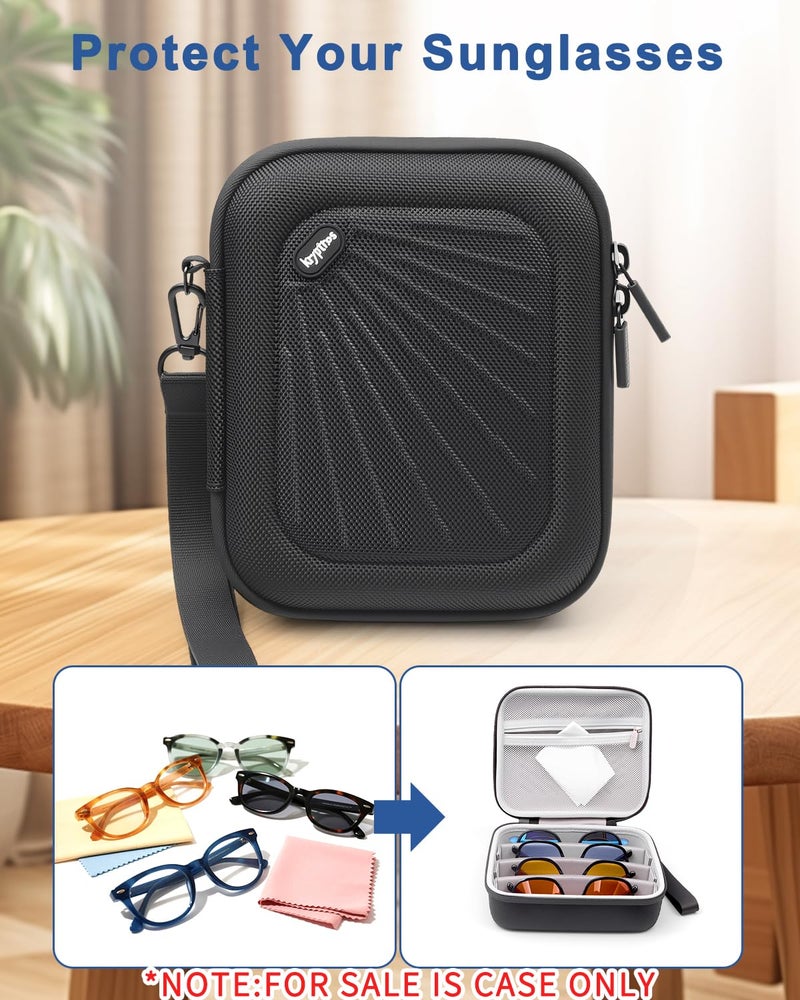 Krypthos Travel Sunglasses Organizer Case, Portable Eyeglasses Storage Box, Adjustable Multi-Compartments & Crushproof Design, Holds Up to 4 Pairs, Eyewear Display Case for Men Women - Image 2