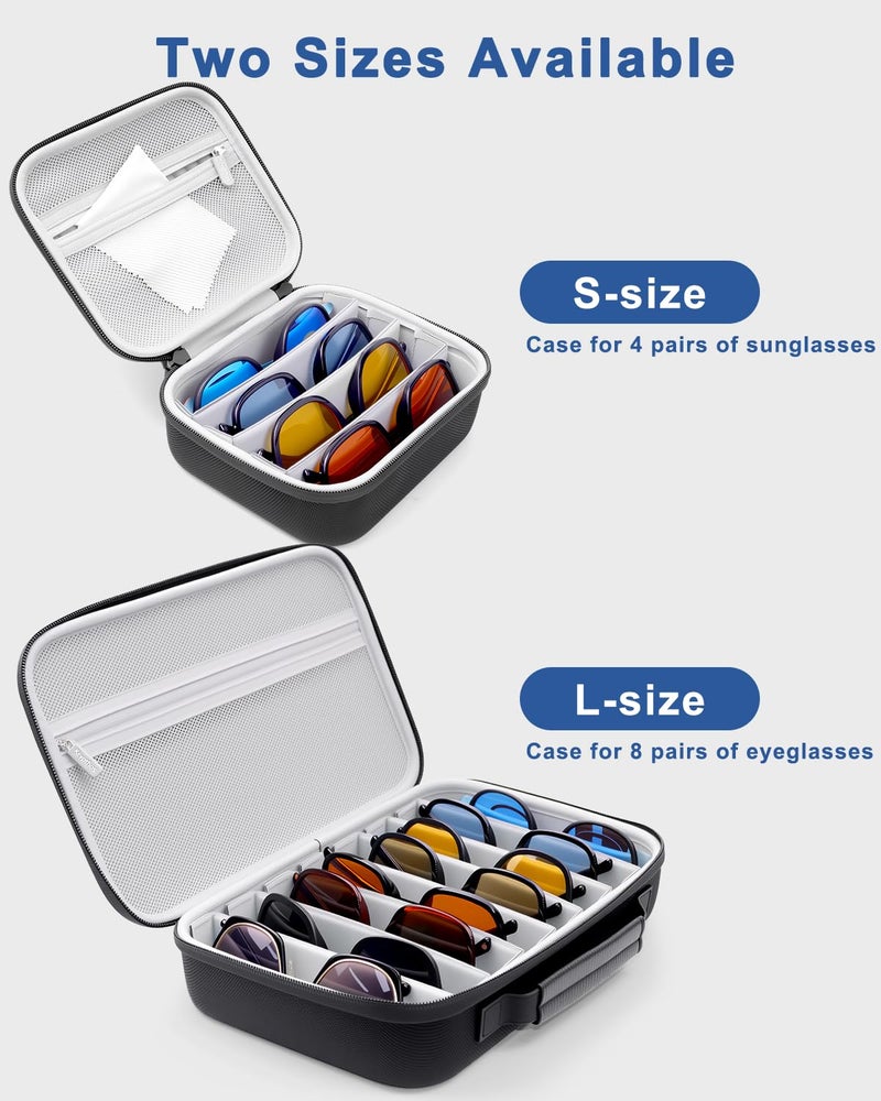 Krypthos Travel Sunglasses Organizer Case, Portable Eyeglasses Storage Box, Adjustable Multi-Compartments & Crushproof Design, Holds Up to 4 Pairs, Eyewear Display Case for Men Women - Image 4