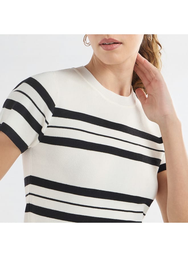 Splash FAV Striped Crew Neck T-shirt with Short Sleeves - Image 4