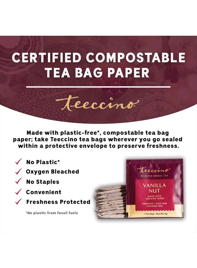 teeccino Vanilla Nut Herbal Tea - Rich & Roasted Herbal Tea That's Caffeine Free & Prebiotic for Natural Energy, 10 Tea Bags (Pack of 6) - Image 3