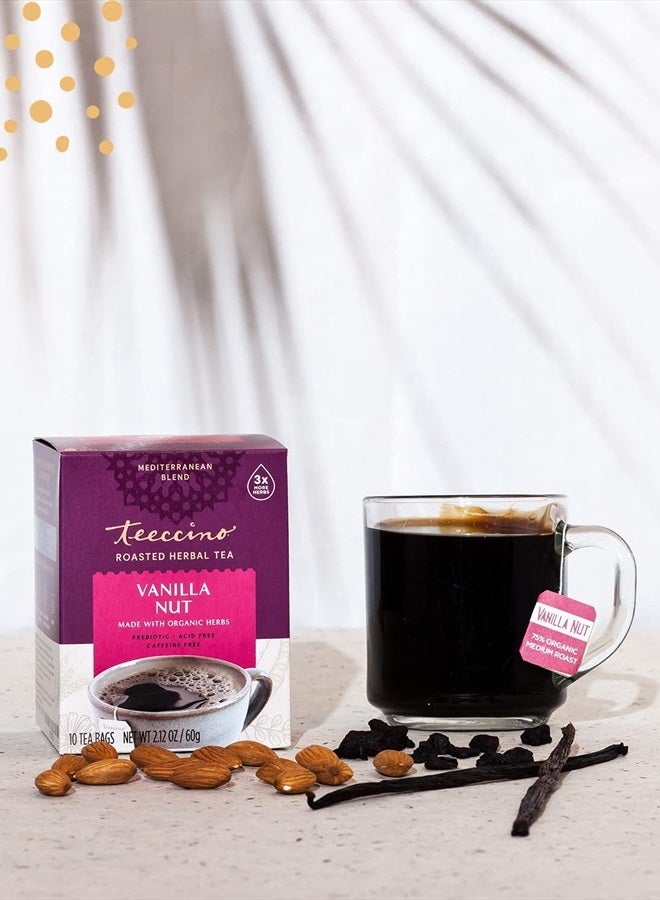 teeccino Vanilla Nut Herbal Tea - Rich & Roasted Herbal Tea That's Caffeine Free & Prebiotic for Natural Energy, 10 Tea Bags (Pack of 6) - Image 4