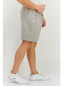 Men Solid Drawstring Basic Short, Light Grey